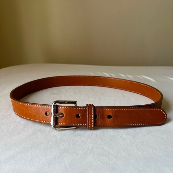 Ralph Lauren Tan Leather Belt Made in Italy Solid Brass Buckle 34 - Picture 1 of 8